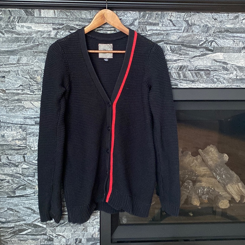 Volcom Cardigan Button Down, Black with Red